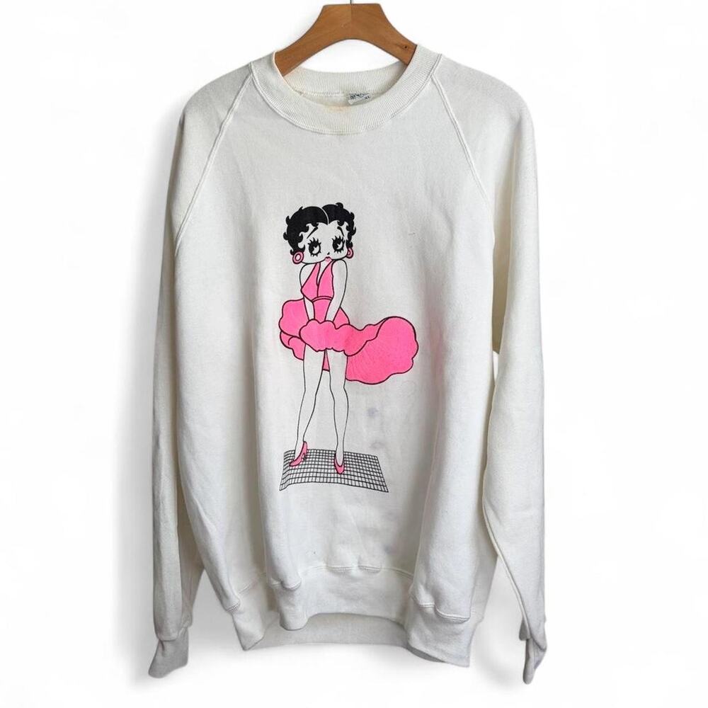 Vintage 80s Betty Boop Marilyn Monroe Sweatshirt Mens XL Cartoon Streetwear